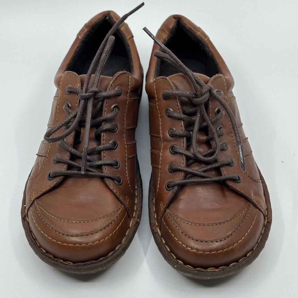 Born Brown Leather Lace Up Comfort Sneakers Walking Shoes Women's Size 8.5 M